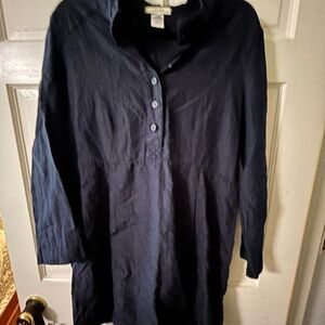Prairie Underground Midnight Blue Hemp/Silk Tunic with Back Tie Size L
